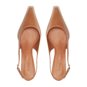 Daria Sling Leather Pump in Earth Clay