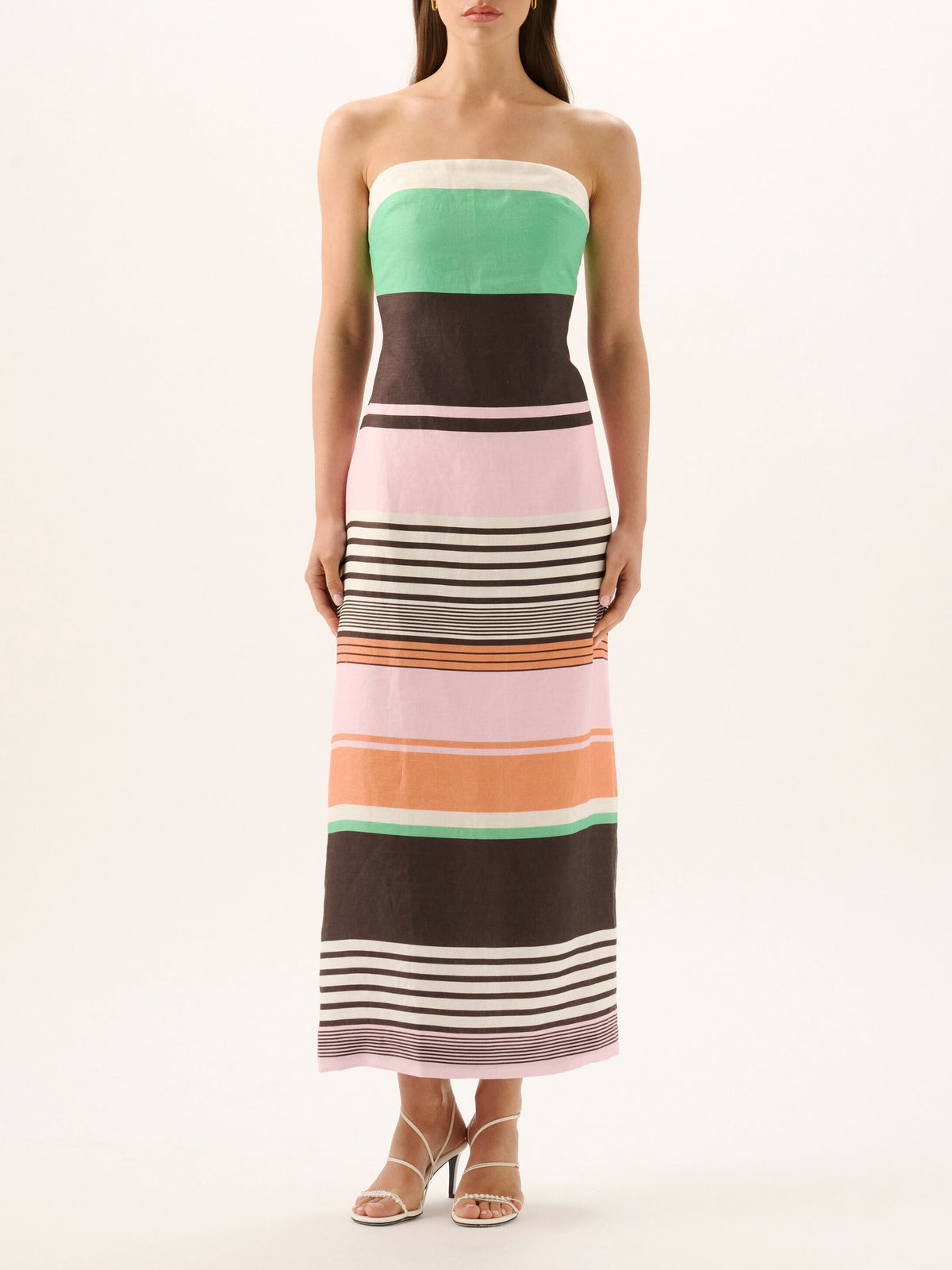 Frieda Strapless Dress in Tango Stripe