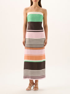 Frieda Strapless Dress in Tango Stripe