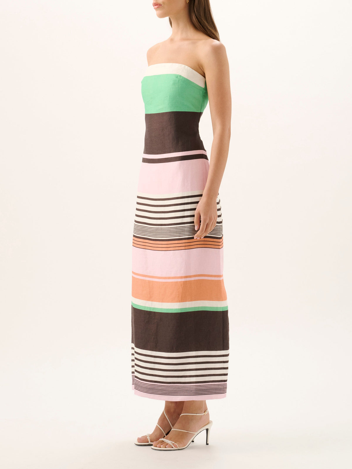 Frieda Strapless Dress in Tango Stripe