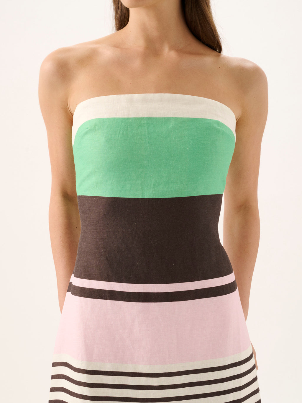 Frieda Strapless Dress in Tango Stripe