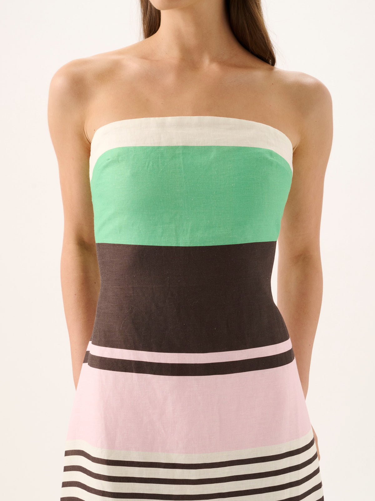 Frieda Strapless Dress in Tango Stripe