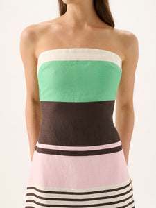 Frieda Strapless Dress in Tango Stripe