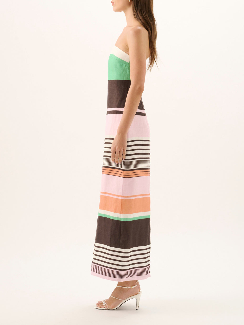 Frieda Strapless Dress in Tango Stripe