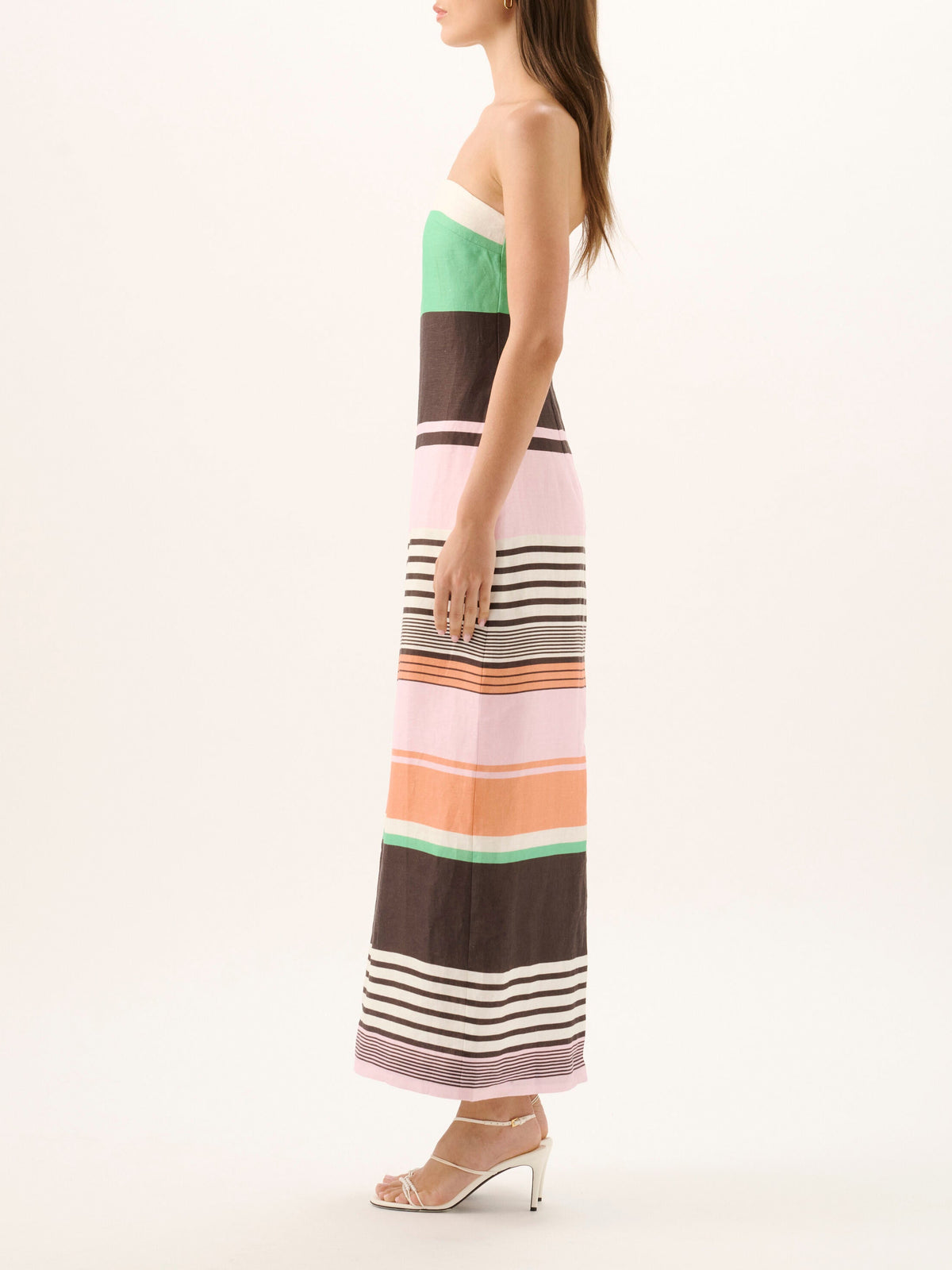 Frieda Strapless Dress in Tango Stripe