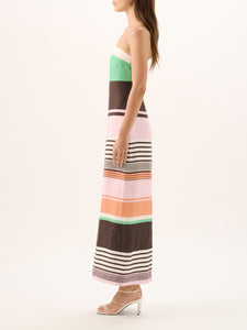 Frieda Strapless Dress in Tango Stripe