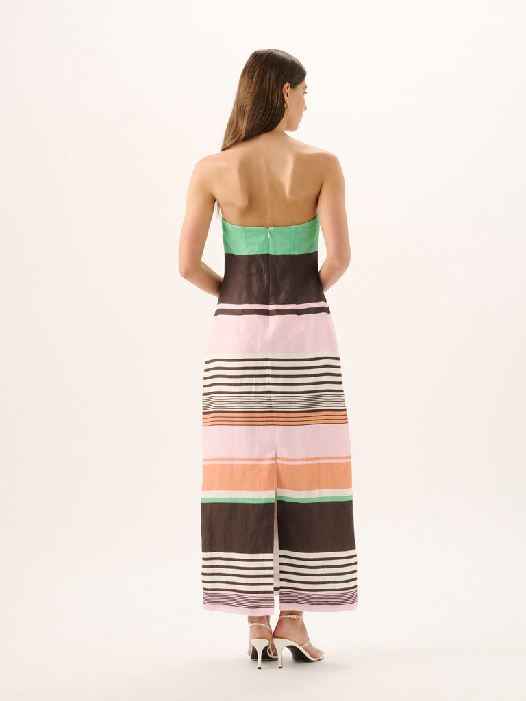 Frieda Strapless Dress in Tango Stripe