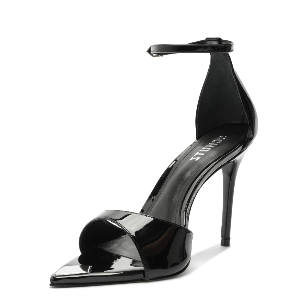 Pamela Patent Leather Sandal in Black Over The Moon