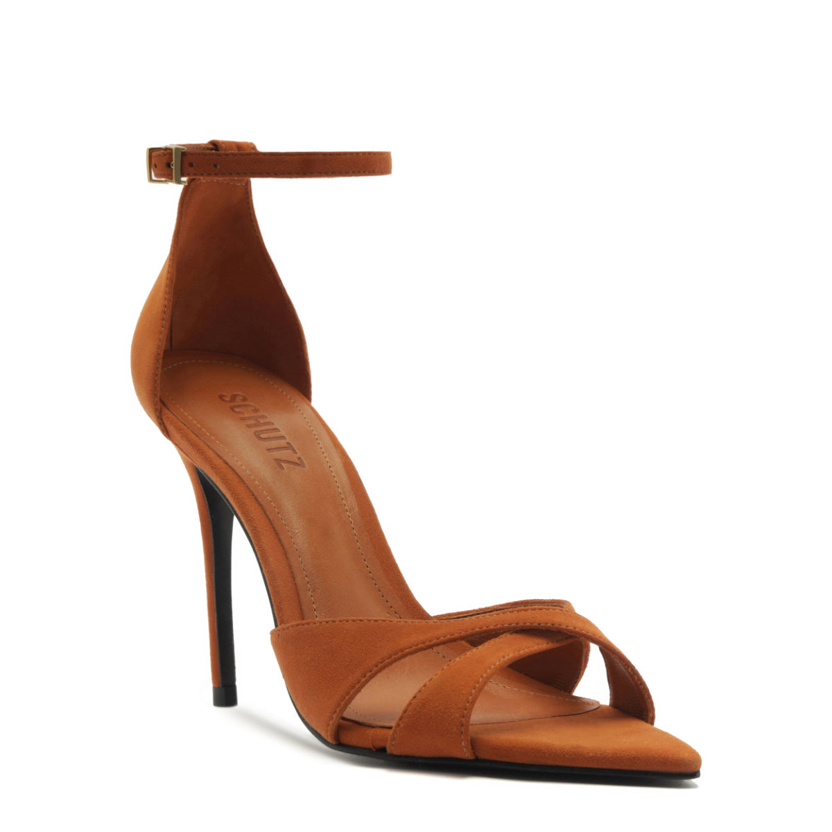 Hilda Leaf Suede Sandal in Cuoio Brown