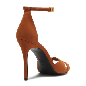 Hilda Leaf Suede Sandal in Cuoio Brown