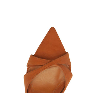 Hilda Leaf Suede Sandal in Cuoio Brown
