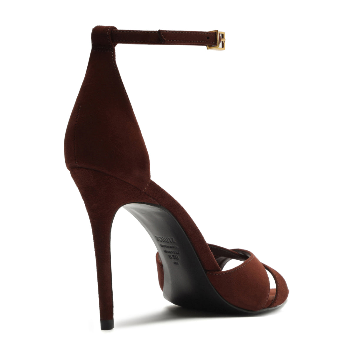 Hilda Leaf Suede Sandal in Root Brown