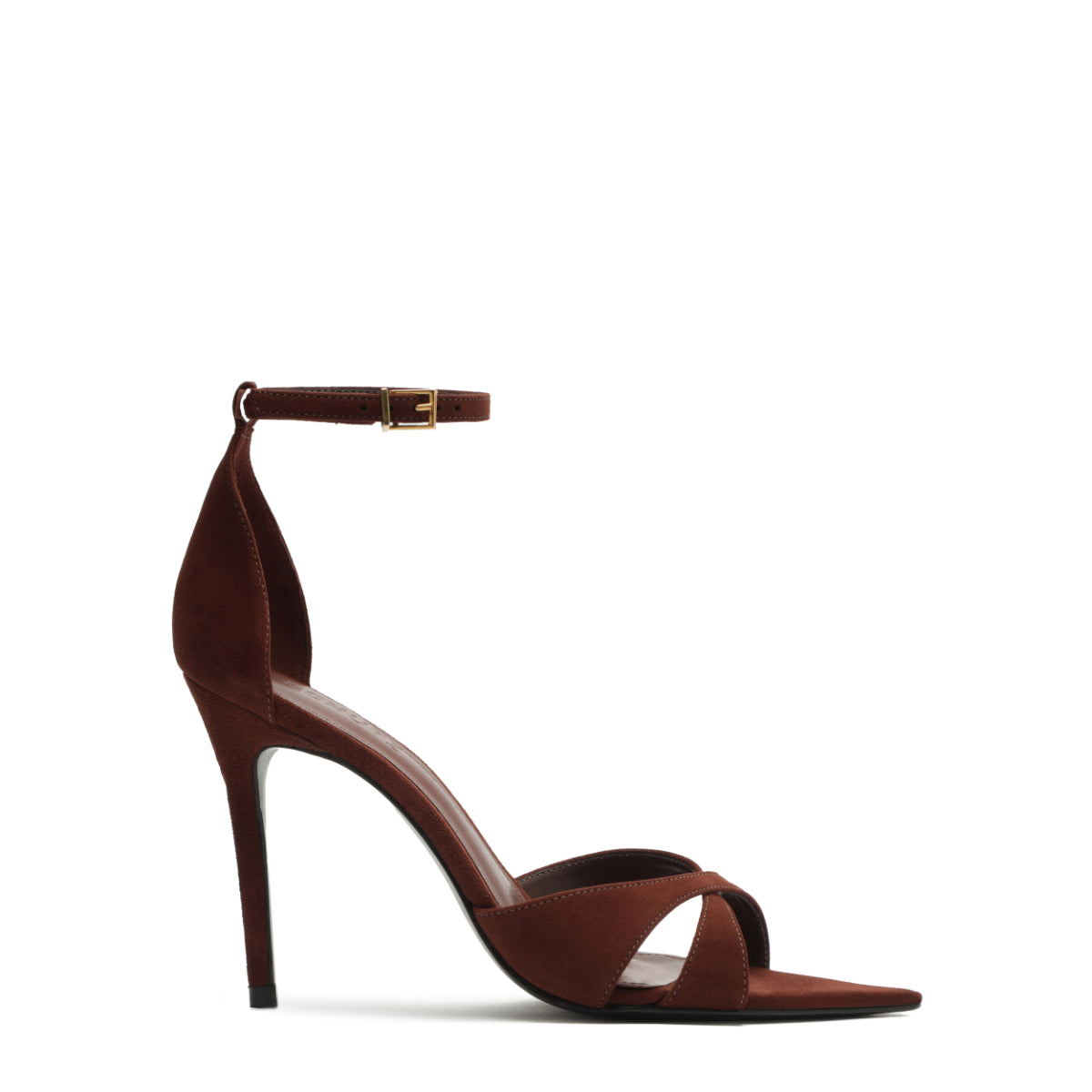 Hilda Leaf Suede Sandal in Root Brown