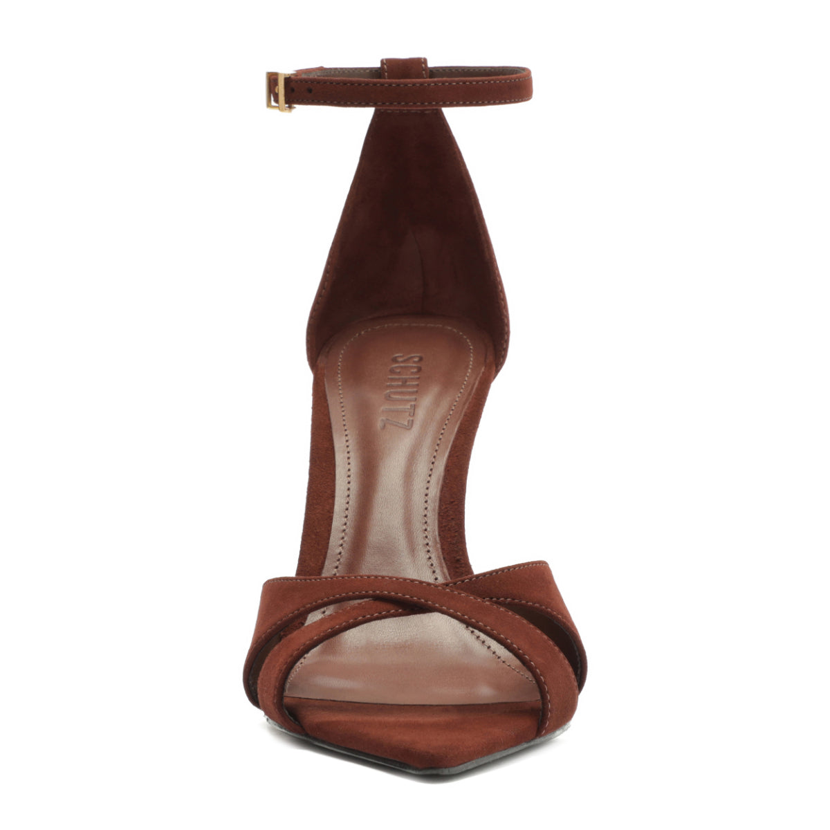 Hilda Leaf Suede Sandal in Root Brown