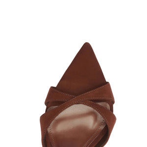 Hilda Leaf Suede Sandal in Root Brown