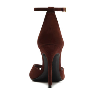 Hilda Leaf Suede Sandal in Root Brown
