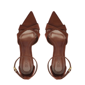 Hilda Leaf Suede Sandal in Root Brown