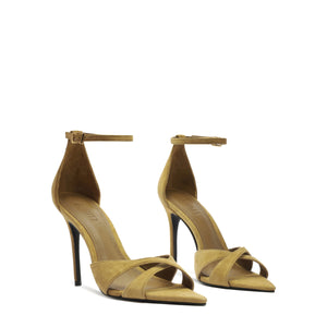 Hilda Leaf Suede Sandal in Dried Pistachio