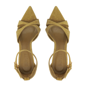 Hilda Leaf Suede Sandal in Dried Pistachio