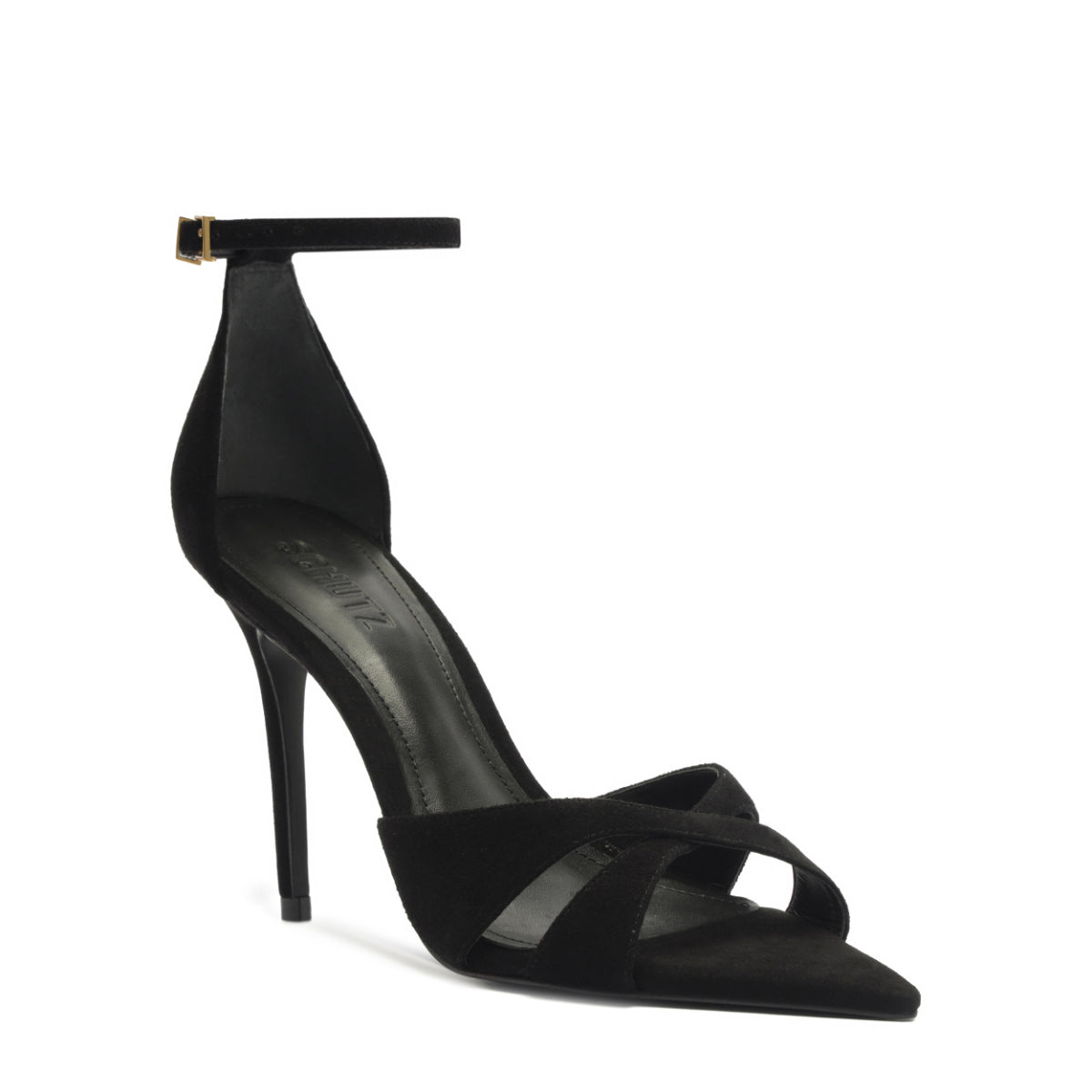 Hilda Leaf Suede Sandal in Black