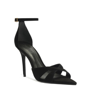 Hilda Leaf Suede Sandal in Black