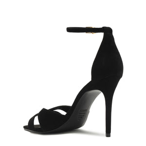 Hilda Leaf Suede Sandal in Black
