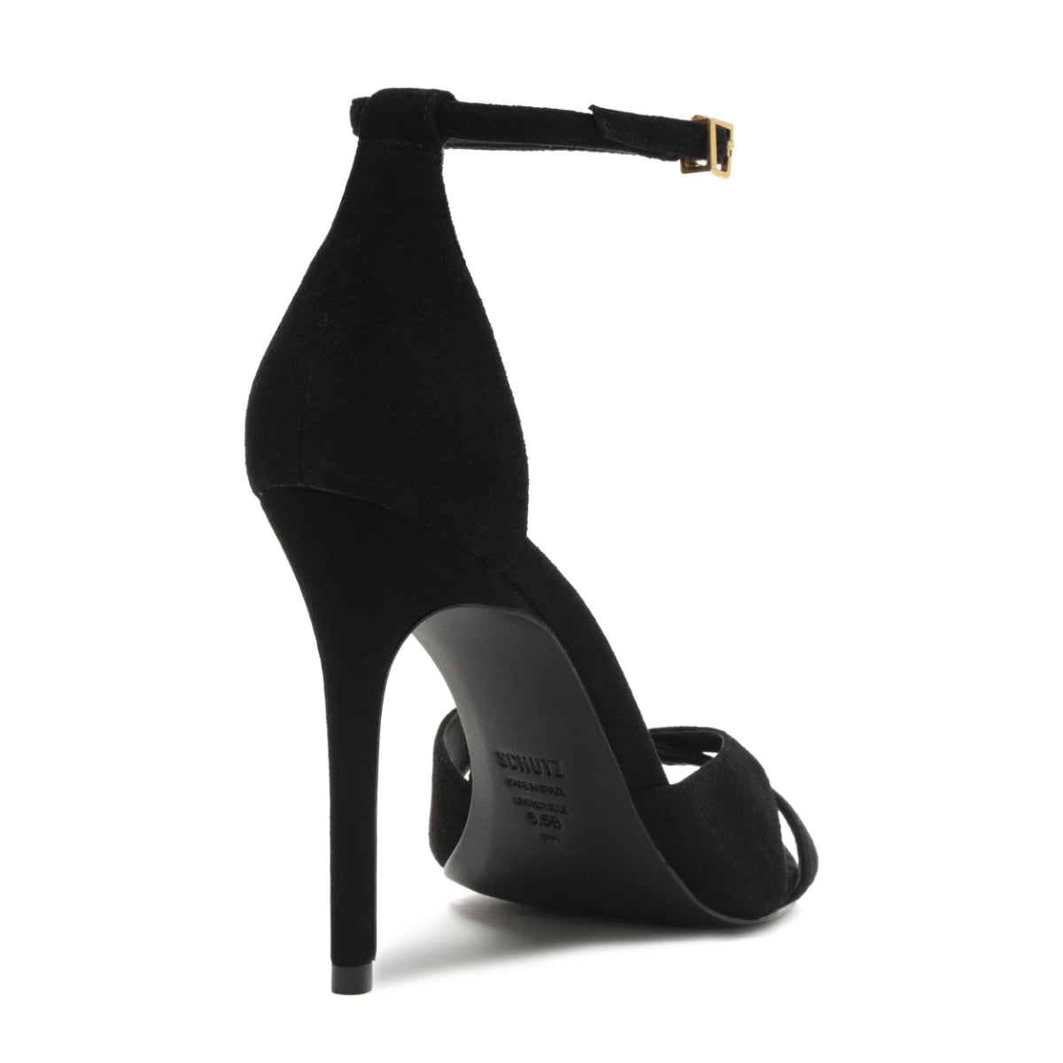 Hilda Leaf Suede Sandal in Black