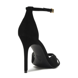 Hilda Leaf Suede Sandal in Black