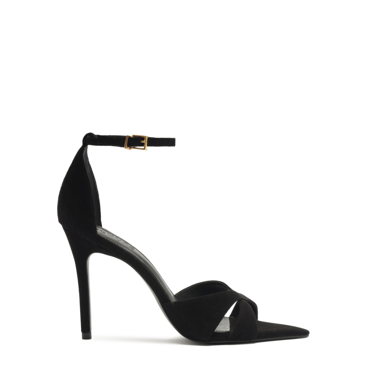 Hilda Leaf Suede Sandal in Black