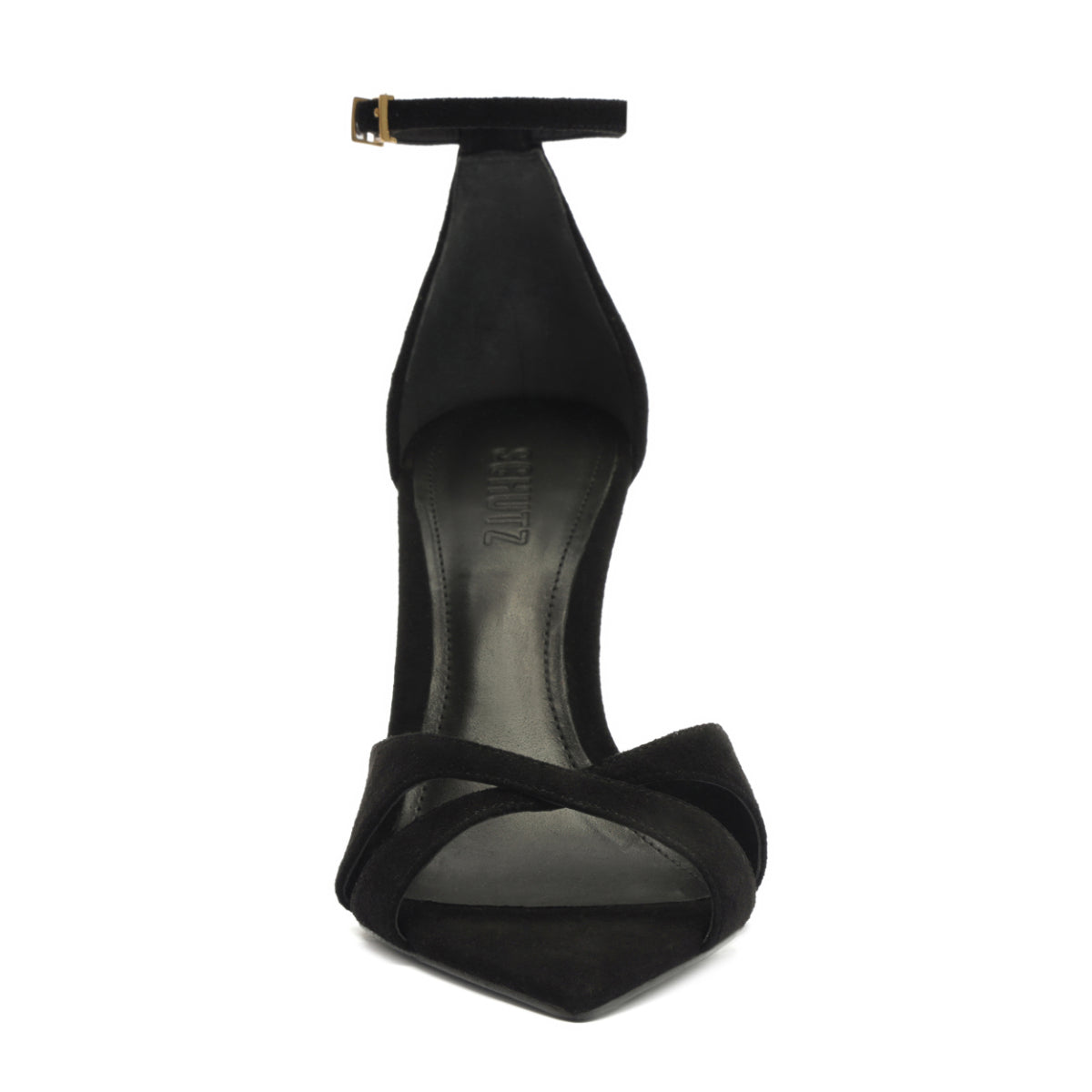 Hilda Leaf Suede Sandal in Black