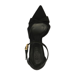 Hilda Leaf Suede Sandal in Black