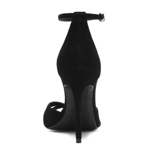 Hilda Leaf Suede Sandal in Black
