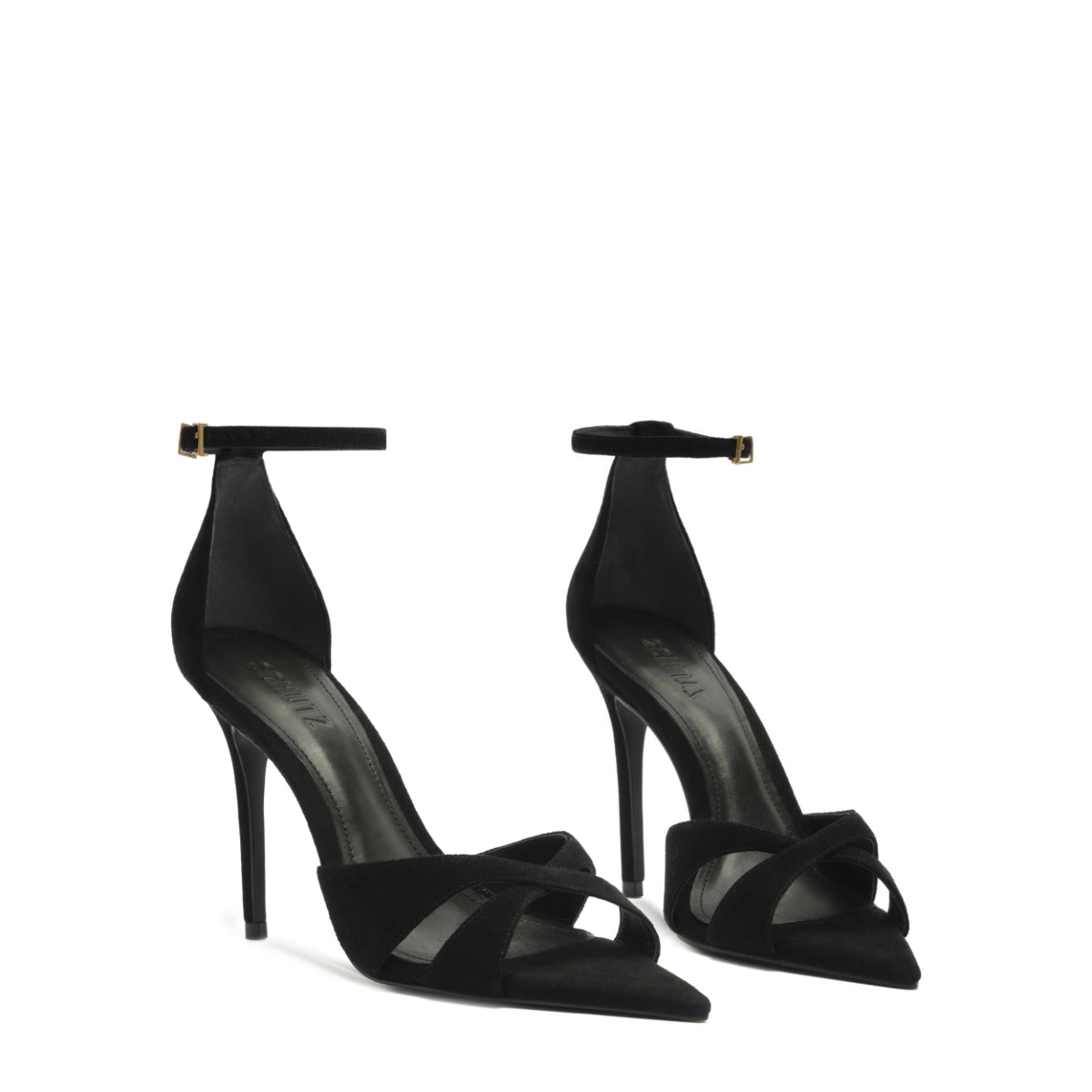 Hilda Leaf Suede Sandal in Black