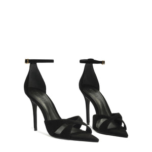 Hilda Leaf Suede Sandal in Black
