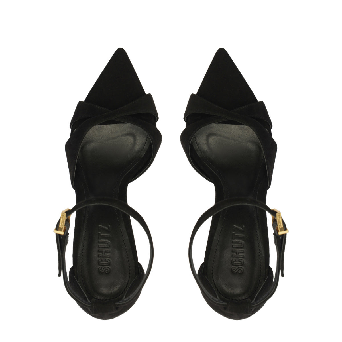 Hilda Leaf Suede Sandal in Black