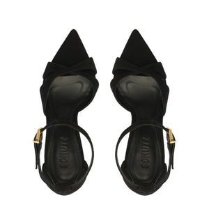 Hilda Leaf Suede Sandal in Black