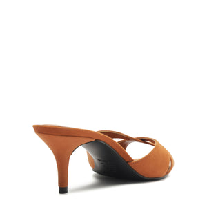 Hilda Leaf Mule Suede Sandal in Cuoio Brown