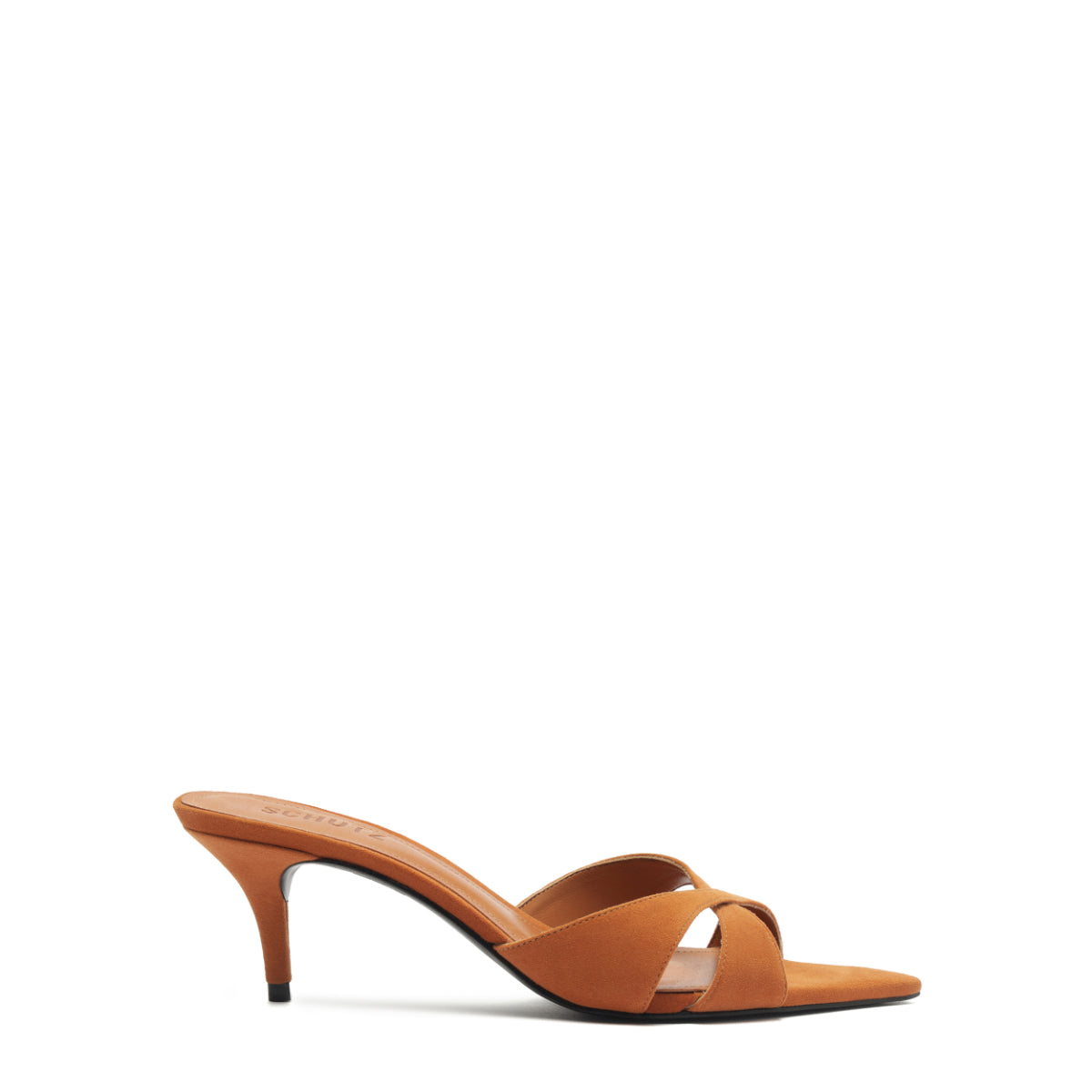 Hilda Leaf Mule Suede Sandal in Cuoio Brown