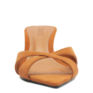 Hilda Leaf Mule Suede Sandal in Cuoio Brown