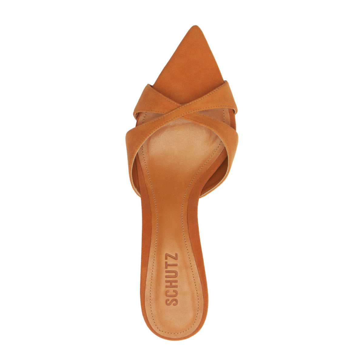 Hilda Leaf Mule Suede Sandal in Cuoio Brown
