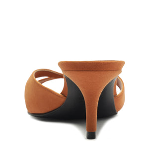Hilda Leaf Mule Suede Sandal in Cuoio Brown