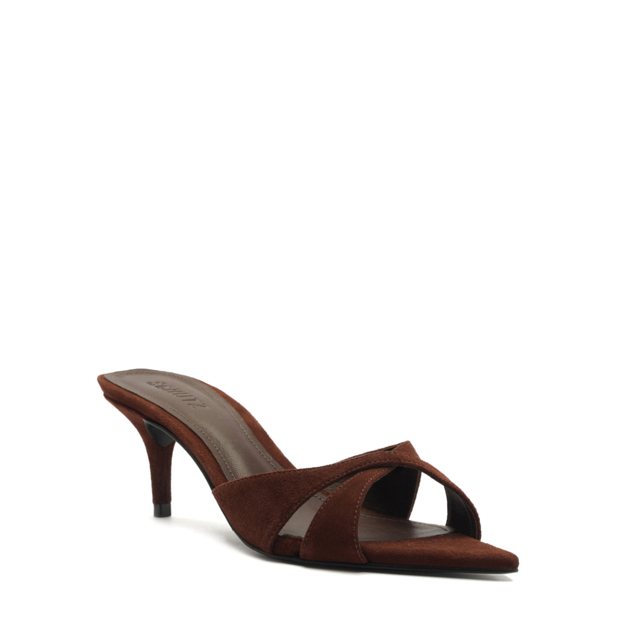 Hilda Leaf Mule Suede Sandal in Root Brown