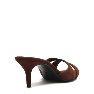 Hilda Leaf Mule Suede Sandal in Root Brown