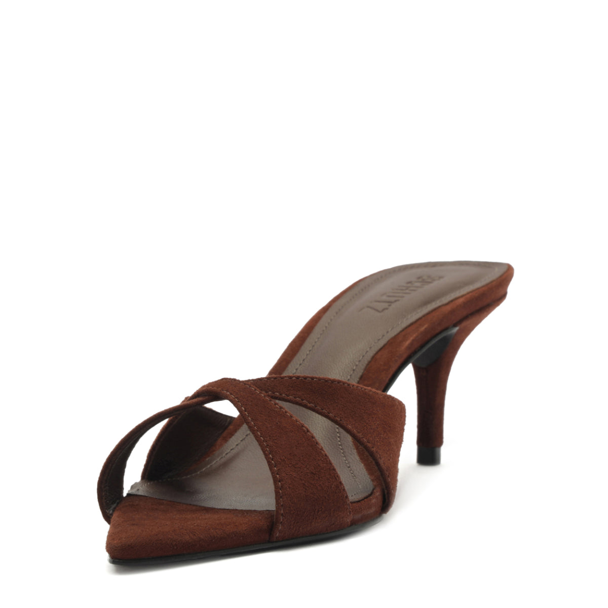 Hilda Leaf Mule Suede Sandal in Root Brown