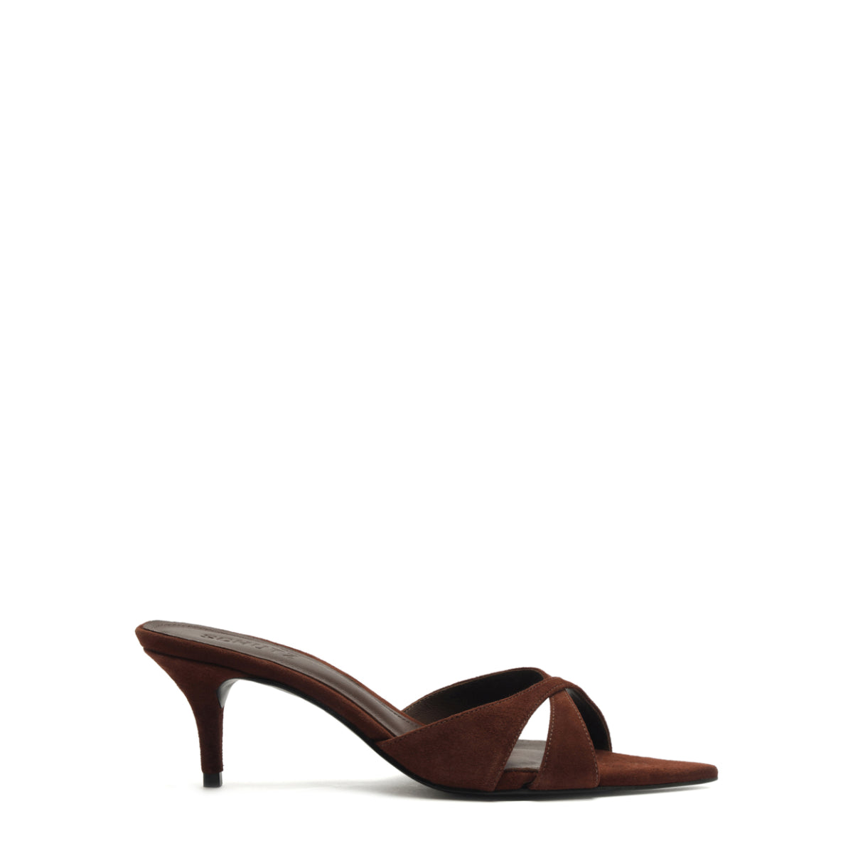 Hilda Leaf Mule Suede Sandal in Root Brown