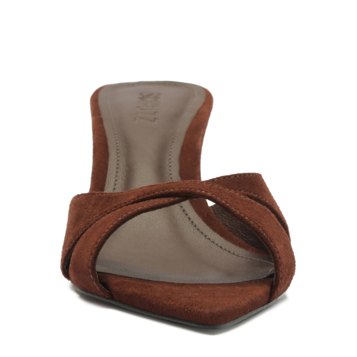 Hilda Leaf Mule Suede Sandal in Root Brown
