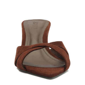 Hilda Leaf Mule Suede Sandal in Root Brown