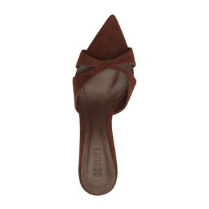 Hilda Leaf Mule Suede Sandal in Root Brown