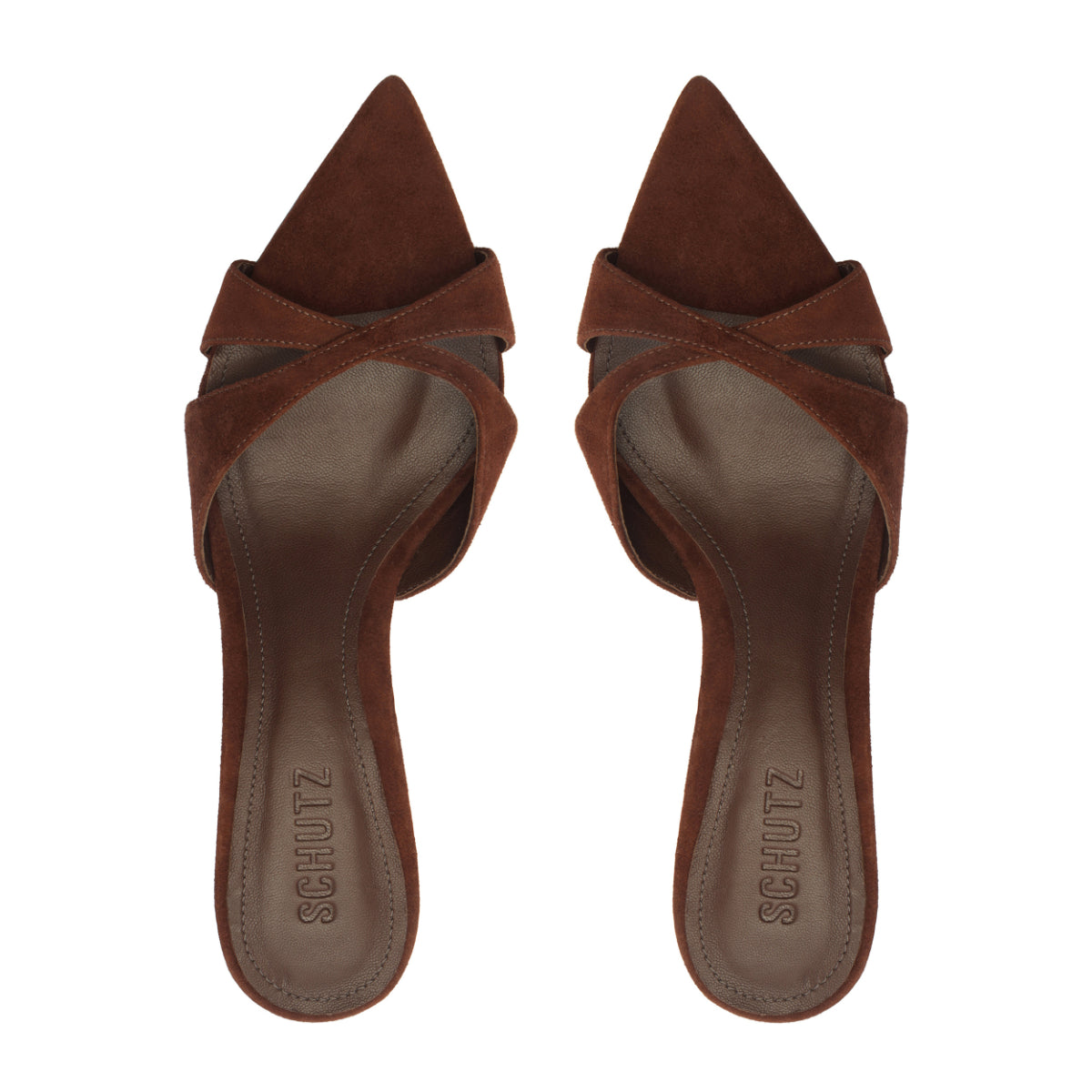 Hilda Leaf Mule Suede Sandal in Root Brown