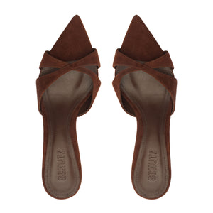 Hilda Leaf Mule Suede Sandal in Root Brown